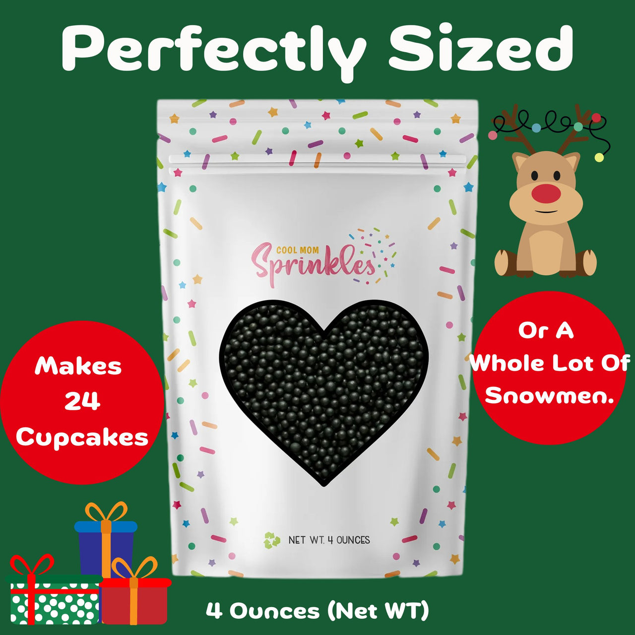 4mm Black Sugar Pearls (Snowman Accessories) - Cool Mom Sprinkles
