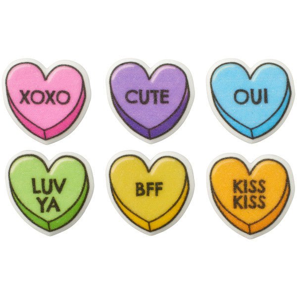 Cartoon Conversation Hearts Cupcake Topper - Cool Mom Sprinkles