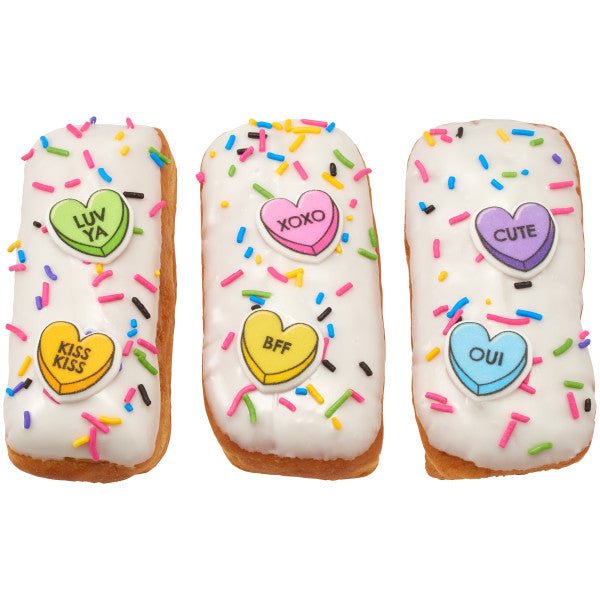 Cartoon Conversation Hearts Cupcake Topper - Cool Mom Sprinkles