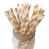 Thumbnail for Gold Stripe Straws (25 Pack) - Cool Mom Sprinkles