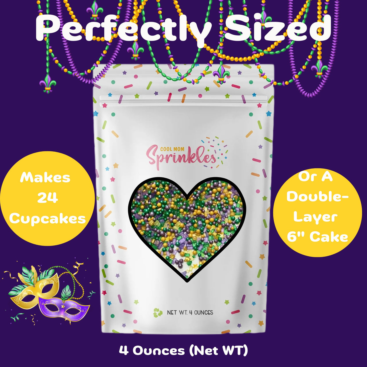 Mardi Gras Sanding Sugar And Nonpareils Mix - Cool Mom Sprinkles